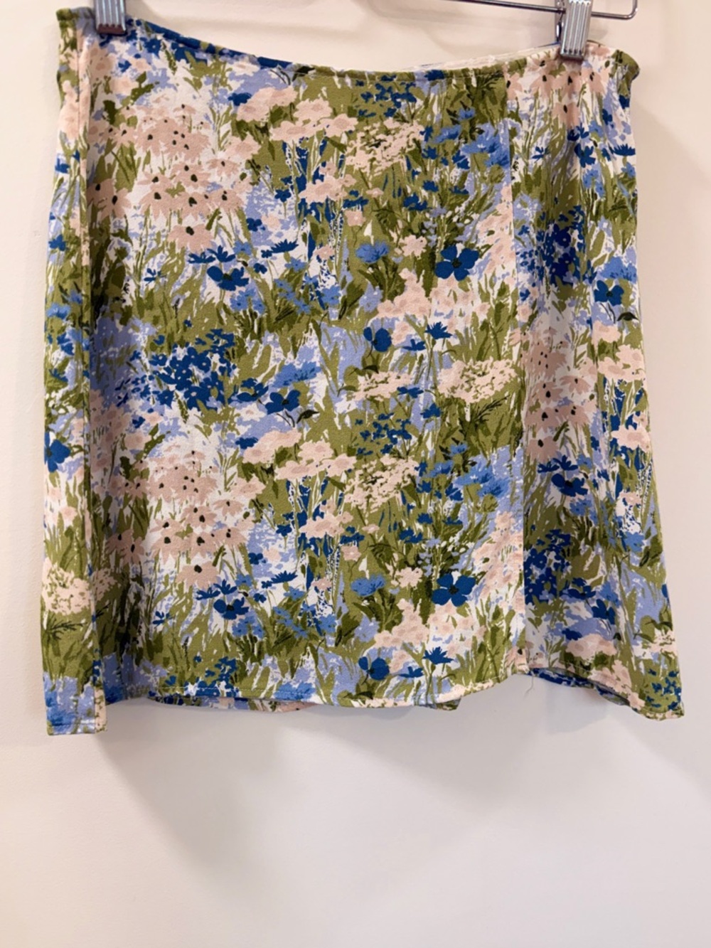 Reformation Floral Mini Skirt in Green, Blue, Pink